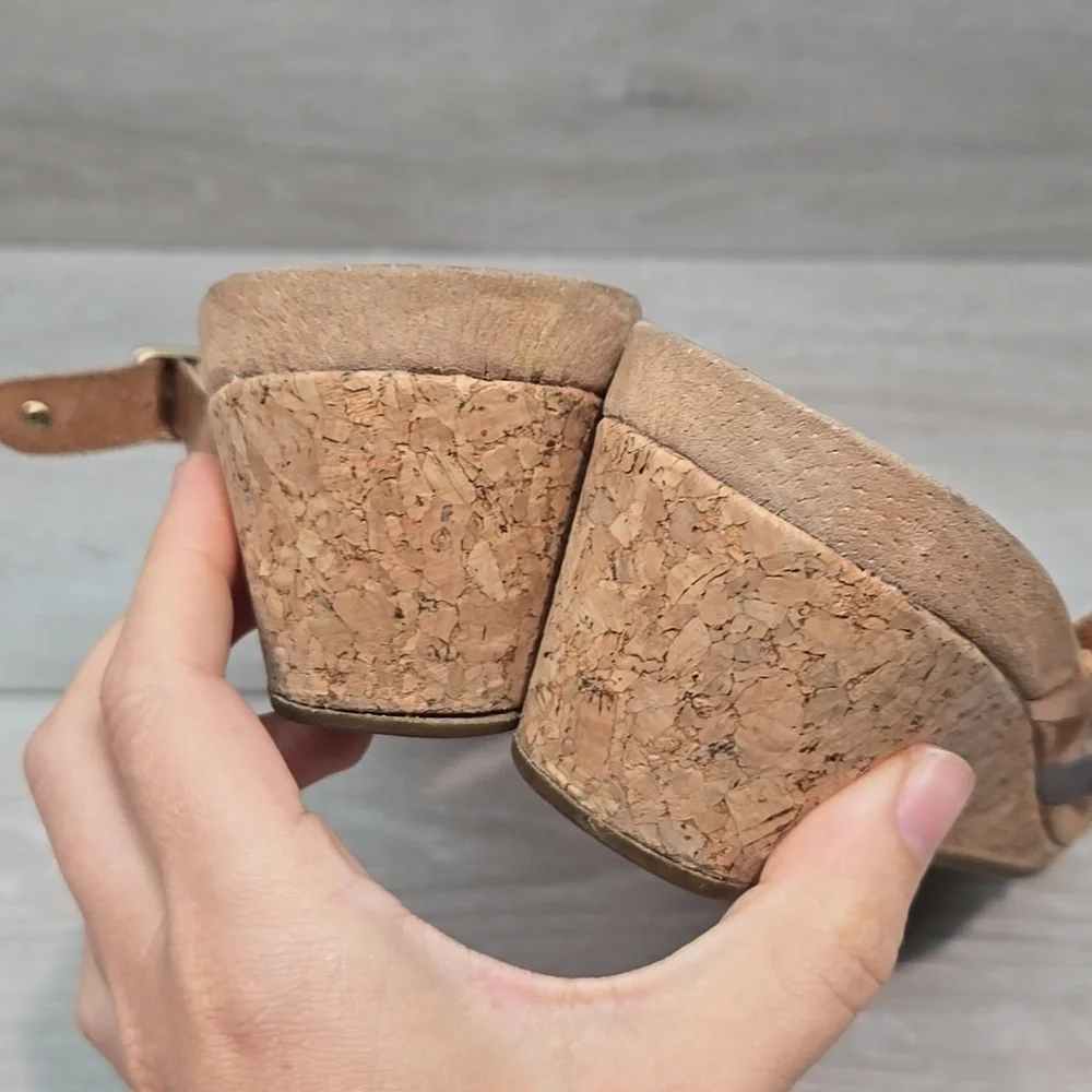 UGG Australia Metallic Leather Strappy Wedge Sandals Shoes Sz 10